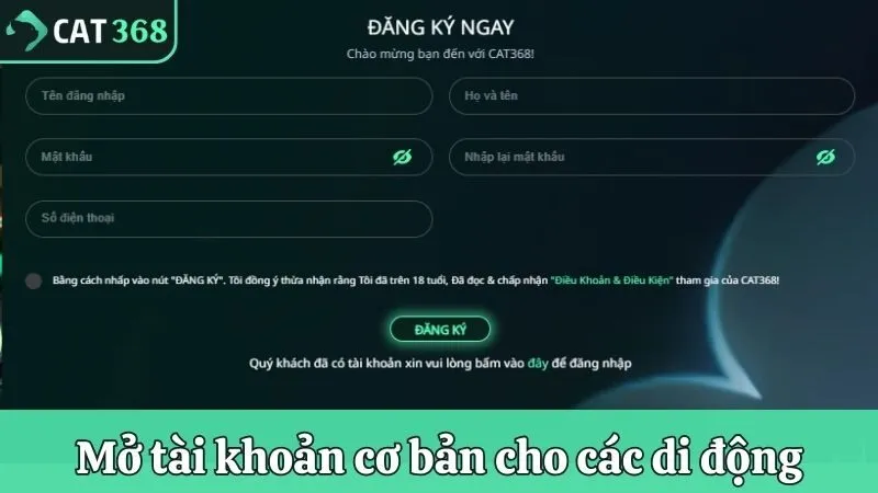 Mở tài khoản cơ bản cho các di động
