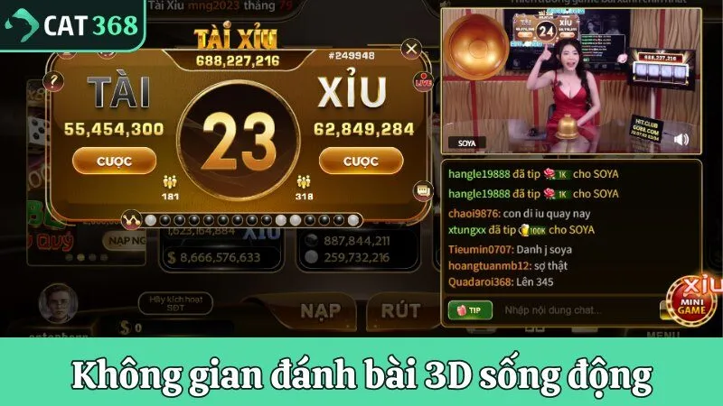 Tận hưởng không gian đánh bài 3D sống động