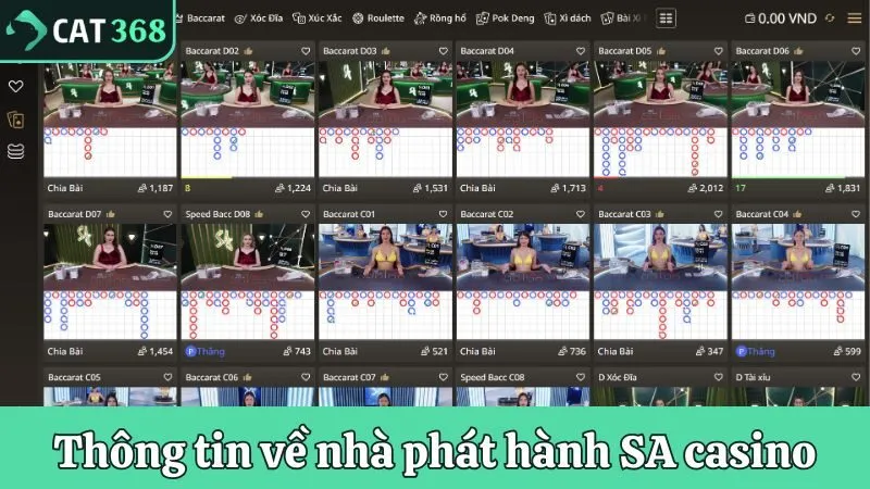 Thông tin về nhà phát hành SA casino trực tiếp